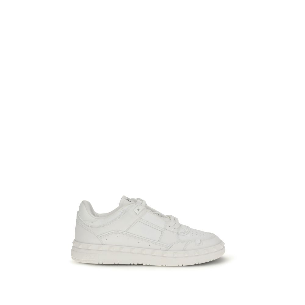 Valentino Garavani White Calf Leather Bos Taurus Low Top Sneakers